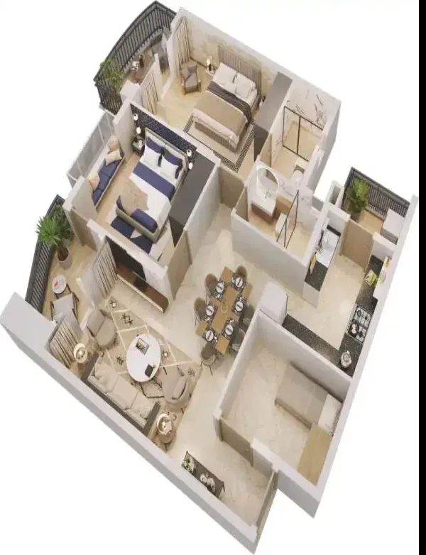 Godrej Verano 5 BHK with servant room isometric floor plan, 3,900 sq ft, representative layout